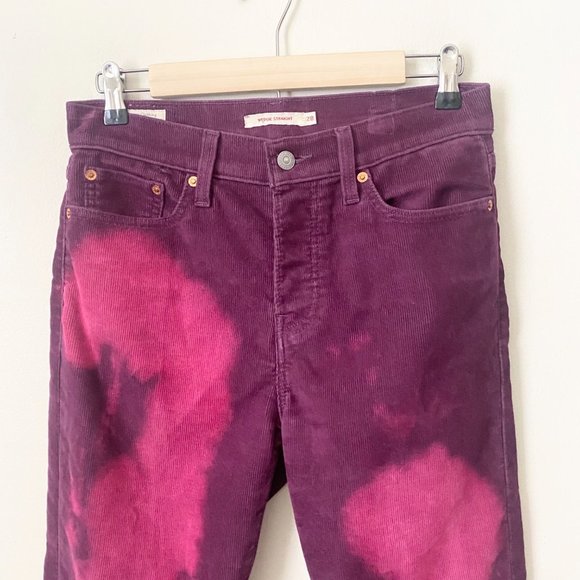 Levi's Wedgie Potent Purple Bleach Dye Straight Leg Corduroy Pants - Picture 3 of 10